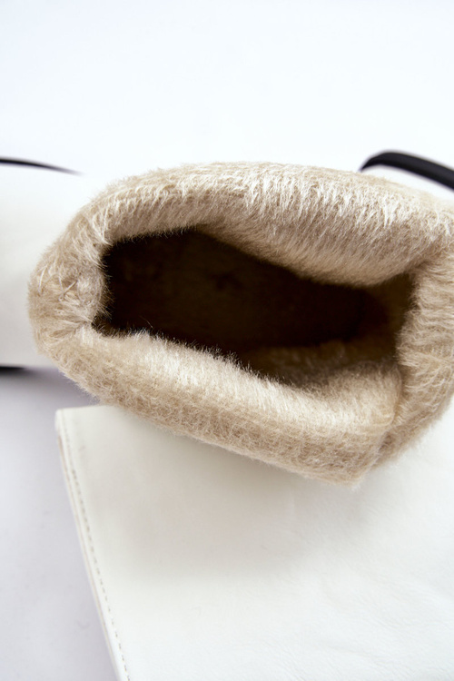 Botki Damskie Ocieplane Wsuwane Białe Calan