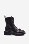 Botki Workery Skórzane Damskie Ozdoba S.Barski MR870-68 Czarne 