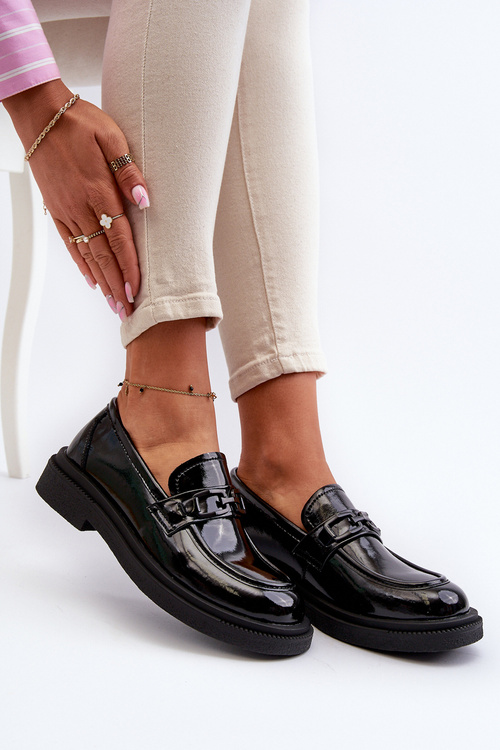 Black patent leather women's moccasins Keelana