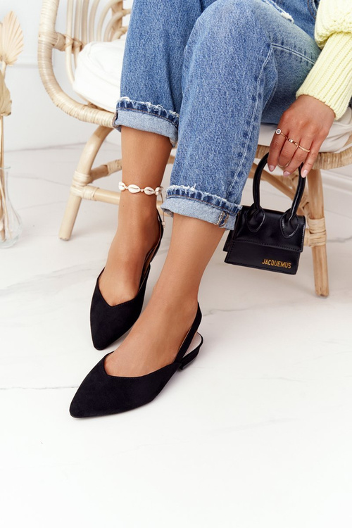Suede Ballerinas On A Heel S.Barski Black