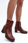 Women's Ruched Booties On Heel Brown Liriam