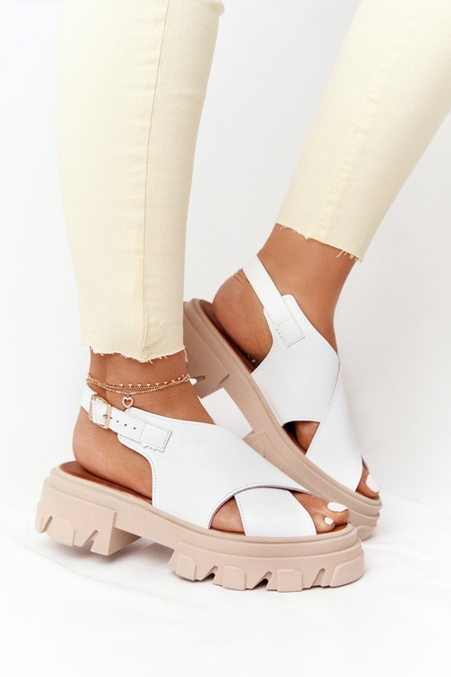 Leather Sandals On The Platform Lewski Shoes 3018-0 White