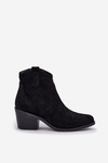 Perforated Cowboy Boots With Zipper Eco Suede S.Barski HY51-061 Black