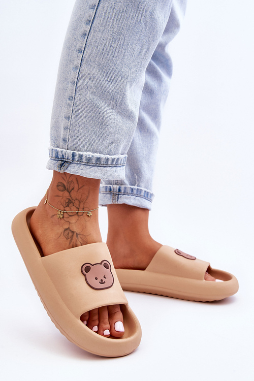 Light Women's Foam Slippers With Teddy Bear Beige Lia