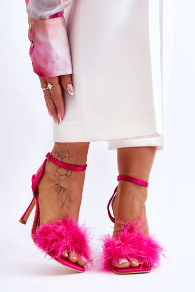 Women's Sandals With Feathers Fuchsia Tiffany