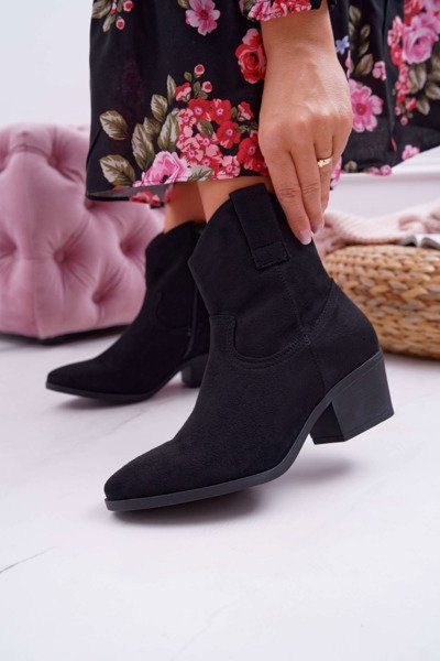 Women's Flat Heel Cowboy Boots Black Telifa