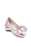 Leather Children's Ballerinas With A Decorative Bow Silver Claril
