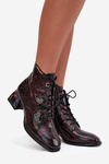 Patent Leather Women's Boots Made of Genuine Leather with Heels with Crystals Artiker 57C0130 Bordeaux