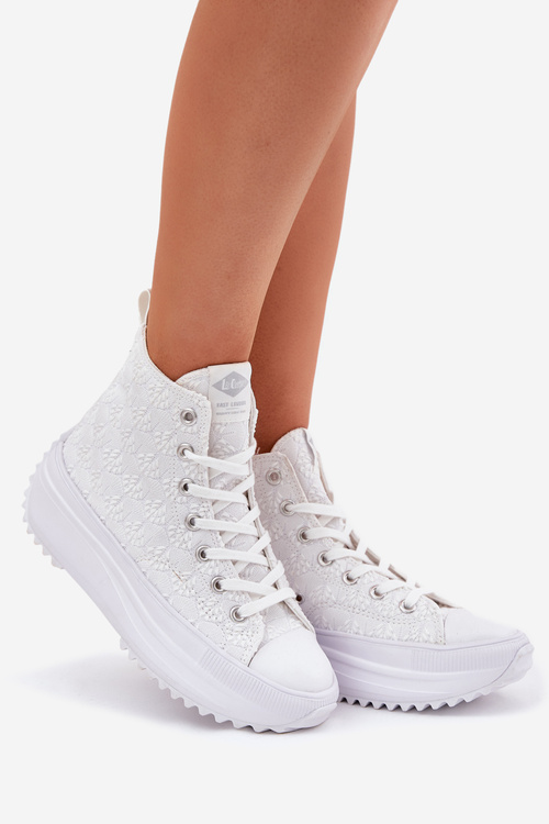 Trampki Damskie Materiałowe Wysokie Białe Lee Cooper LCW-25-31-3461L