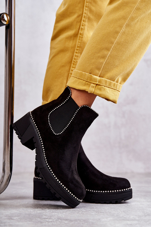 Women's boots with studs Black Afaries