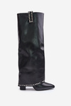 Ladies Boots With Turned Shaft On Heel Black Kaielia