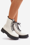 Insulated Worker Boots from Eco Leather with Zipper White Naleli