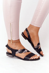 Leather Sandals Vinceza 21-17117 Black-Silver