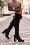 Heeled Over-The-Knee Suede Boots Black Amalitas