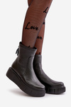 Zazoo 60369 Women's Leather Ankle Boots On Platform Black