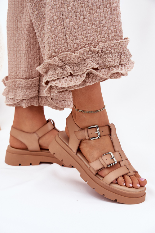 Women's Eco Leather Sandals With Buckles Khaki Jeneliena