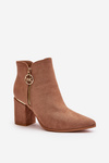 Women's Heeled Boots With Pointed Toes Eco Suede Warm Brown Raisha