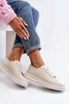 Buty Sportowe Sneakersy Damskie Skóra Failla Białe SP 020