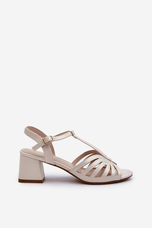 Sandały Lakierowane Na Obcasie Perłowe Sergio Leone SK880