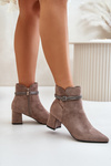 Women's Eco Suede Heeled Boots With Pointed Toes Brown Terivannes