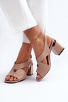 Elegant Women's High Heel Sandals Eco Leather Beige Asellesa