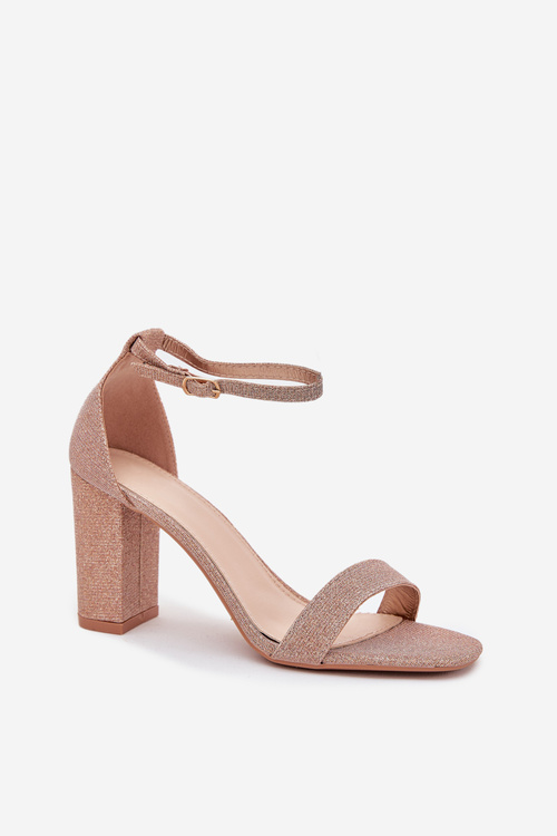 Shiny Women's Heeled Sandals Rose Gold Kavina