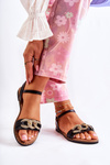 Women's Sandals On Flat Heels With A Chain Black Minevra