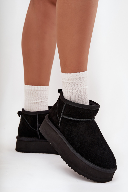 Suede Women's Snow Boots on Platform Vinceza 97962 Black