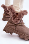 Suede Women's Boots With Decorative Chain Bright brown Respecto