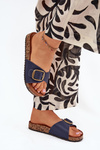 Women's Sandals On Cork Platform With Buckle Blue Vianara