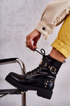 Leather Women's Boots With Studs Black Leticia