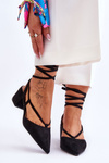 Tied Low Heel Pumps Pointed To Black Carlotte