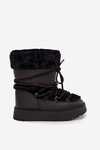 Women's Snow Boots With Fur And Lacing On Platform Black Marinna
