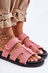 Women's Material Slippers With Velcro Pink Lamirose