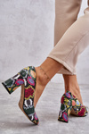 Czółenka Skóra Wężowy Wzór Wielobarwne Lewski Shoes 3277