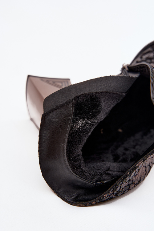 Leather Women's Ankle Boots with Heel D&A CR52-679 Black