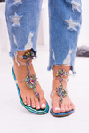 Lu Boo Elegant Petrol Sequins Sandals Nomire