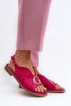 Elegant Women's Sandals with Eco Suede Decoration S.Barski KV27-058 Fuchsia