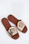 Eco Leather Slippers With Flat Heel With Decoration Golden Tatereia