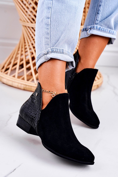 Women's Leather Boots Maciejka Patent Black Animal Print 04091-72