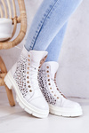 Leather openwork boots White Aileen