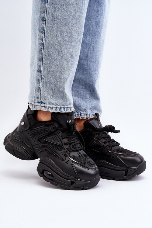 Sneakersy Damskie Masywna Platforma Czarne GOE NN2N4045