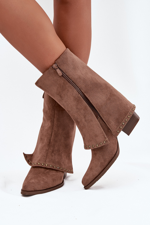 Women's Winter Boots with Turned Shaft Vinceza 16516 Beige