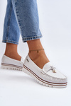 Women's White Platform Moccasins Railav