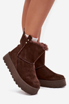 Women's Snow Boots On Platform With Fur Chocolate Evelira