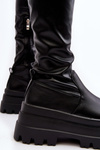 Women's Over-the-Knee Boots on Chunky Sole Black Chinasa