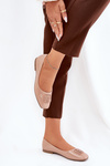 Lacquered Elegant Women's Ballet Flats With Decorative Detail Beige Vinceza 17377