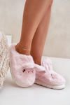 Furry Slippers With Bunny Motif Pink Natasha