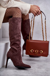 Classic Suede Black Boots On A Brown Ameya