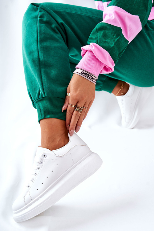 Leather Sneakers On A Platform White Lemmy